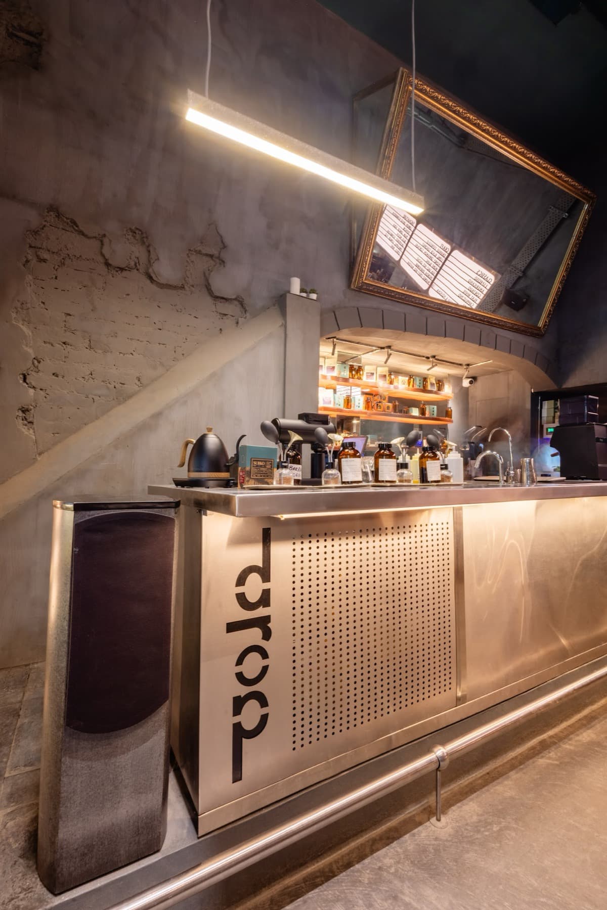 Brushed-steel coffee bar